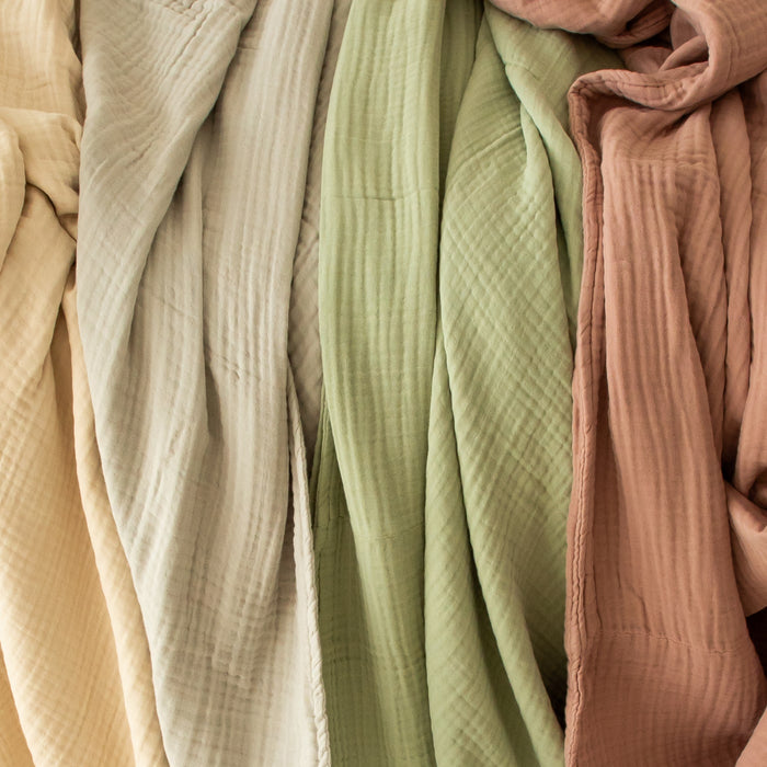 Natural muslin cotton bedding detail