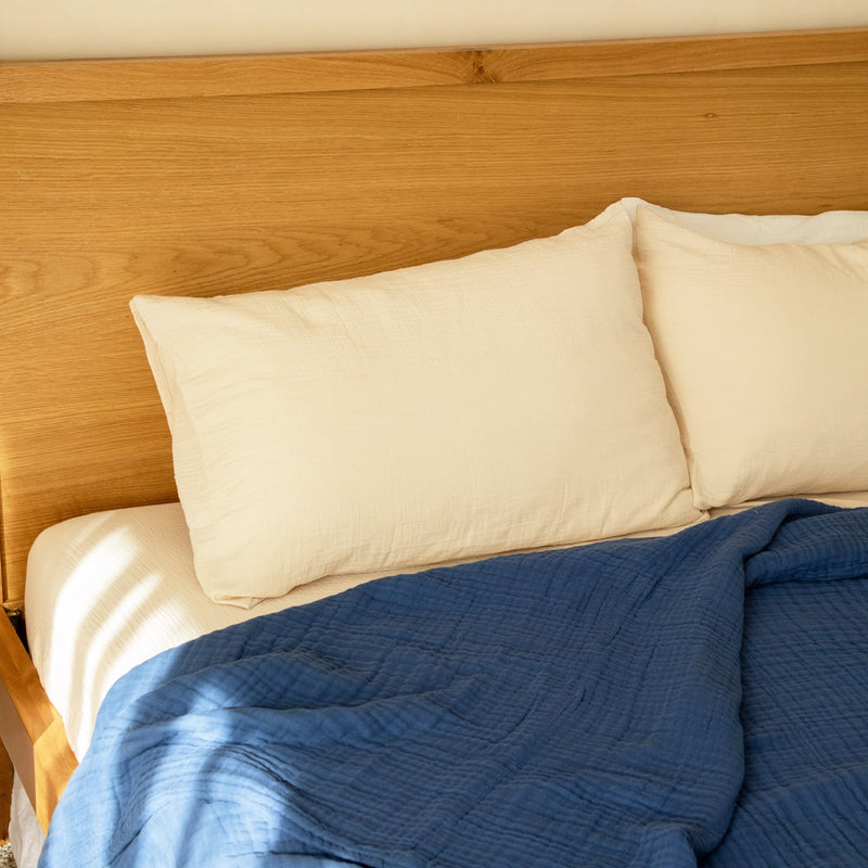 Muslin cotton pillowcases in Beige
