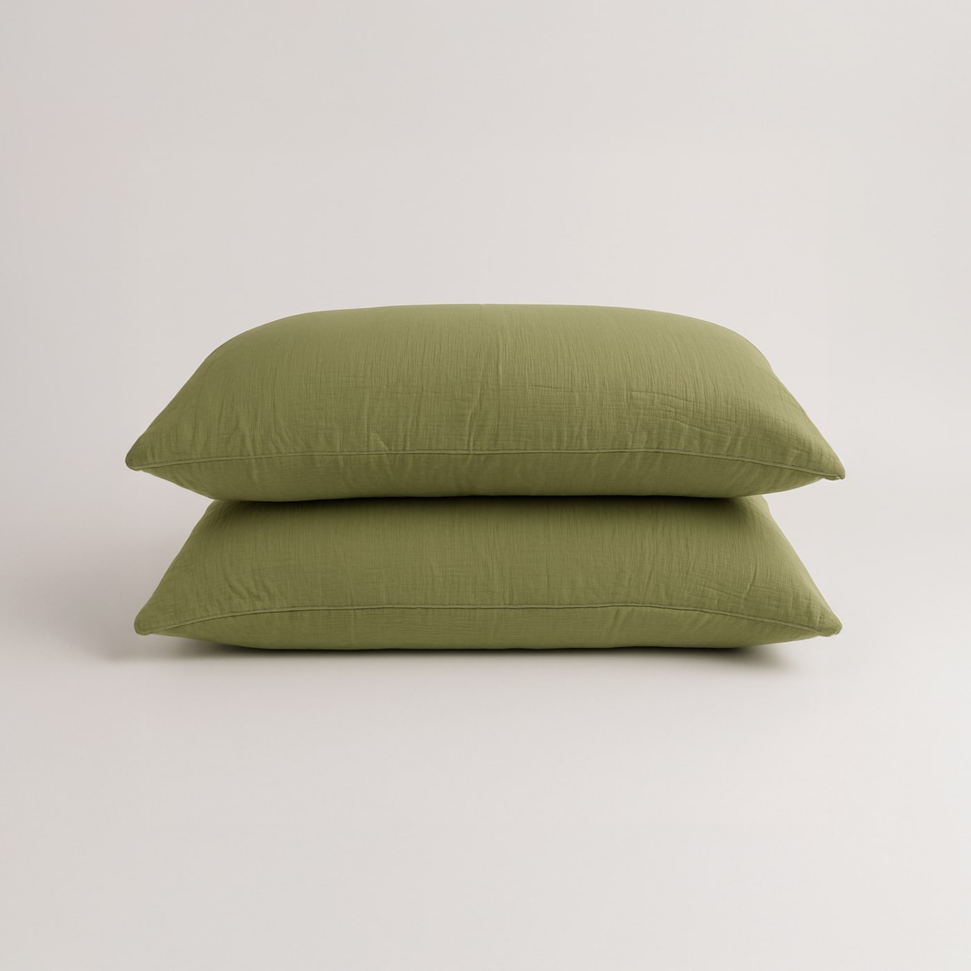 Muslin cotton pillowcases in Sage Green
